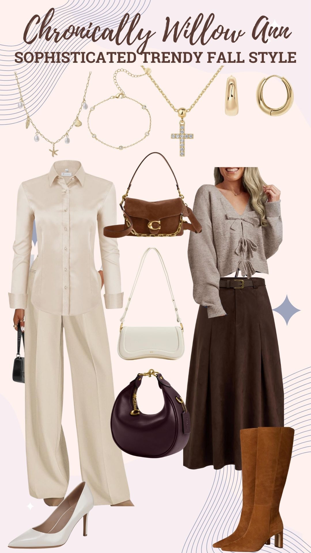 Trendy and gorgeous work ootd, exploring the city ootd, thanksgiving ootd, cozy ootd. A good transitional moment, monochrome is so elegant, especially when it follows into your accessories like your purse, every girl needs a beautiful necklace stack. If you are looking for a gift for a girl 12 & up, like all the way up, get them a nice necklace stack. It doesn’t have to break the bank but make sure if they are older it  has a warranty, is tarnish proof, waterproof and hypoallergenic. I have included many options in multiple price ranges. A few of the things I have linked are on their Black Friday sales! Gifts for her, ootd, fall ootd, fall work look, fall trendy girls date night

#LTKootd #LTKSaleAlert #LTKGiftGuide