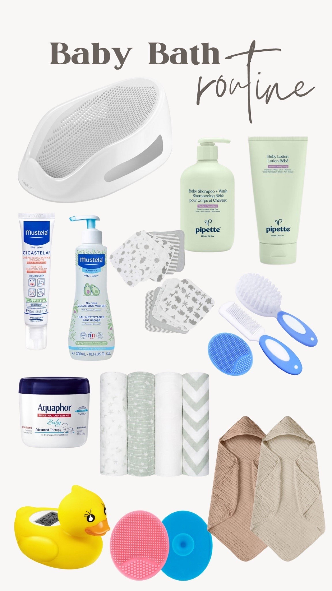 Baby bath routine! We love using the Pipette baby shampoo + wash and the Pipette baby lotion. The mustela water is so good for his face to clear up his baby acne and the Aquaphor is great to hydrate and repair. I love the muslin blankets to keep baby warm in the bath and the silicone scrubbers are great for removing cradle cap. 




#LTKBump #LTKmomlife #LTKBaby