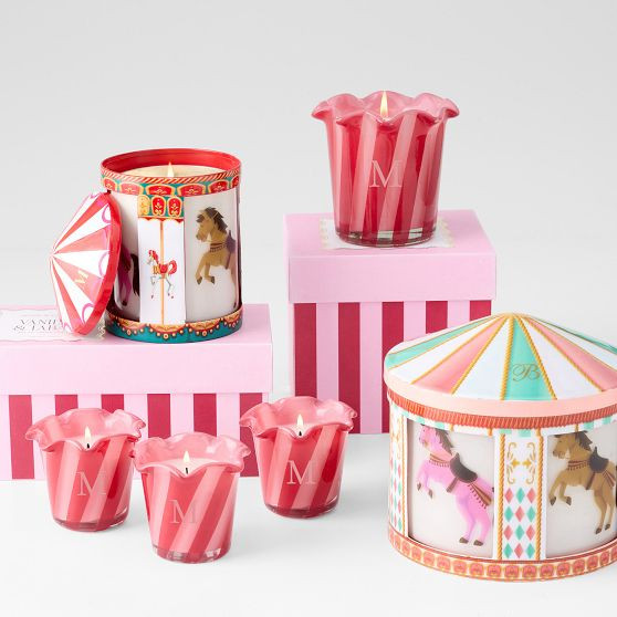 Vanilla &amp; Tabac Stripe Ruffle Candle | Mark and Graham