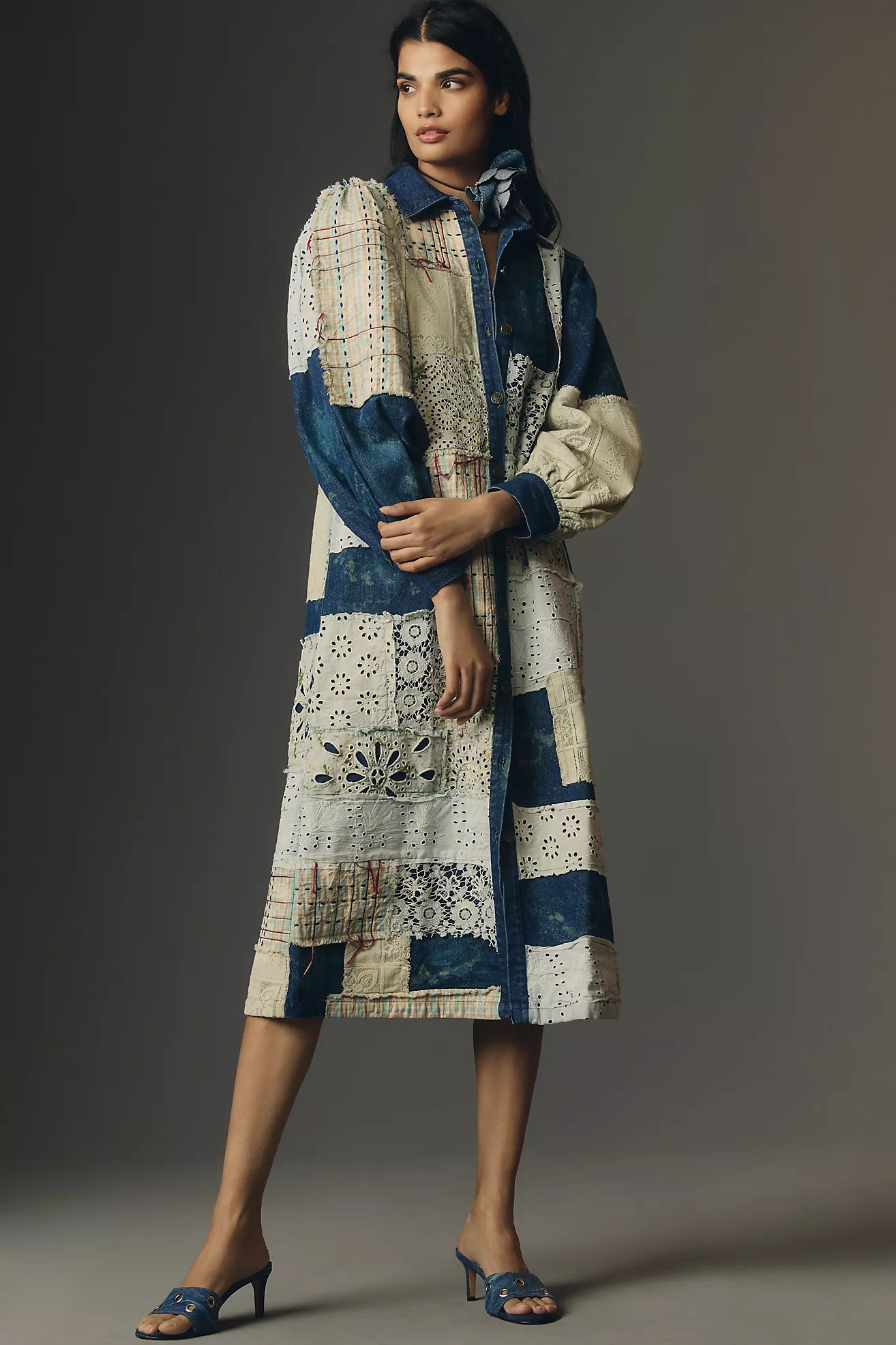 Let Me Be Denim Patchwork Shirt Dress | Anthropologie (US)