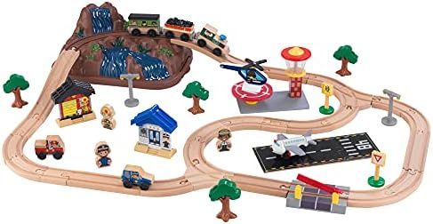 KidKraft Bucket Top Mountain Train Set with 61 Pieces, Magnetic Train, Wooden Tracks and Storage, Gi | Amazon (US)