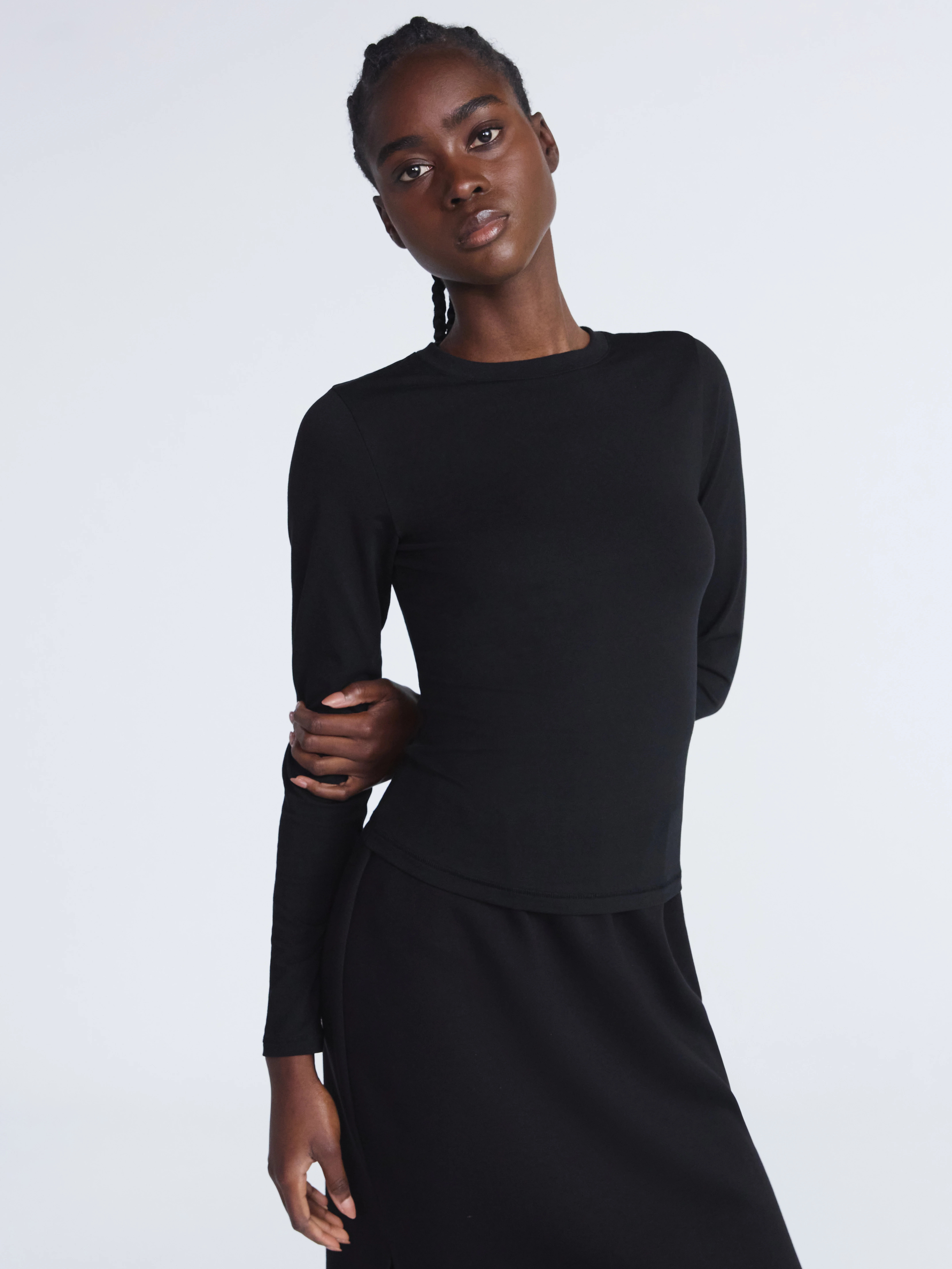 Scoop Women’s Stretch Cotton Tee with Long Sleeves, Sizes XS-XXL | Walmart (US)