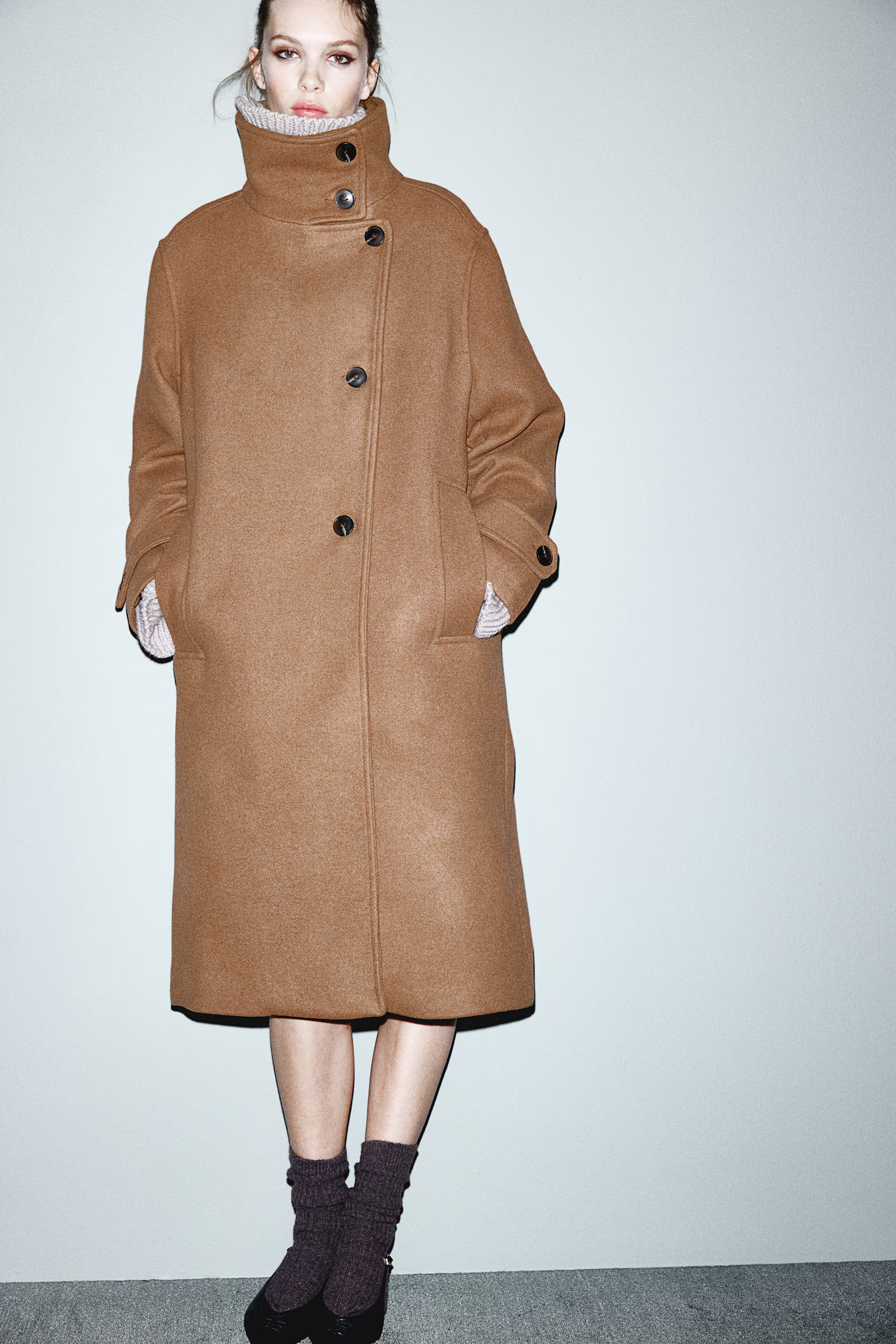 High-Collar Coat - Brown - Ladies | H&M US | H&M (US + CA)