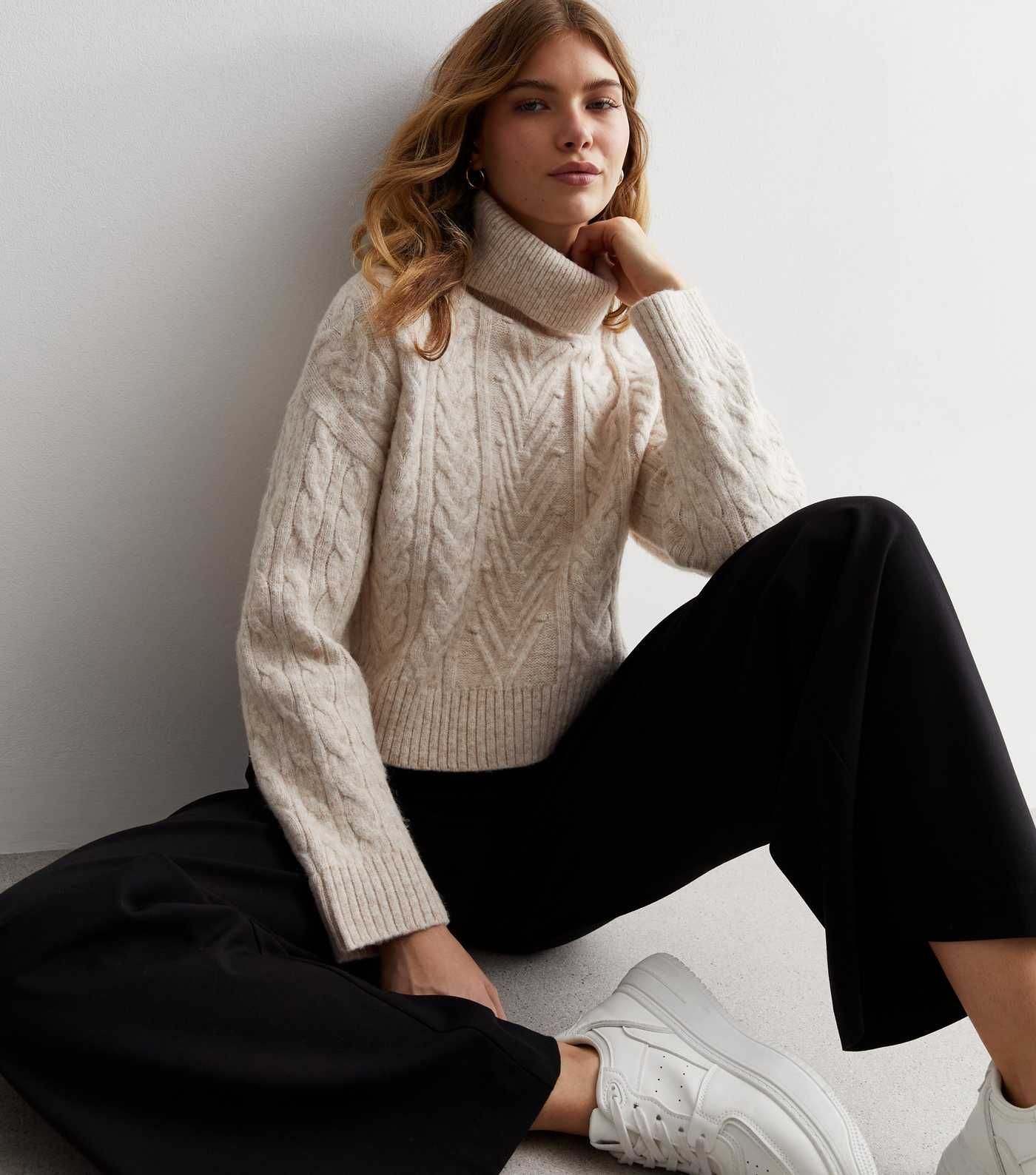 Cream Cable Knit Roll Neck Jumper | New Look | New Look (UK)