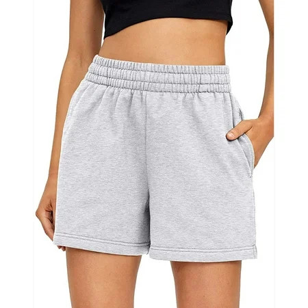 Womens Shorts Casual Summer Drawstring Comfy Sweat Shorts Elastic High Waist Running Shorts Yoga Shorts Gray | Walmart (US)