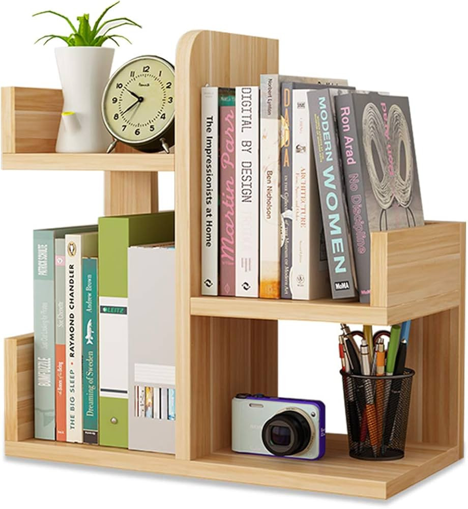 Wood Desktop Shelf Small Bookshelf Assembled Countertop Bookcase Literature Holder Accessories Di... | Amazon (US)