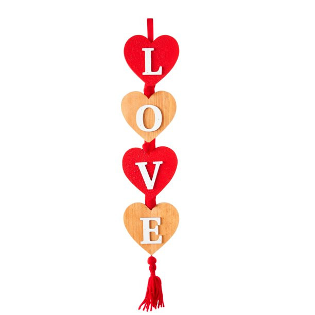 Way to Celebrate Valentine's Day Red Love Wooden Dangling Sign - Walmart.com | Walmart (US)