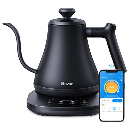 Govee Smart Electric Kettle, WiFi Variable Temperature Gooseneck Pour Over Kettle and Tea Kettle, Alexa Control, 1200W Quick Heating, 100% Stainless Steel, 0.8L, Matte Black | Amazon (US)