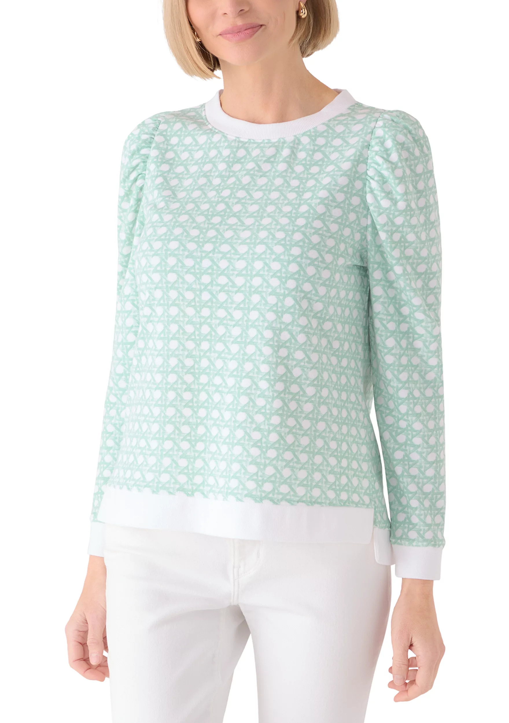 Women's Long Sleeve Printed Puff Sleeve Sweatshirt | Belk