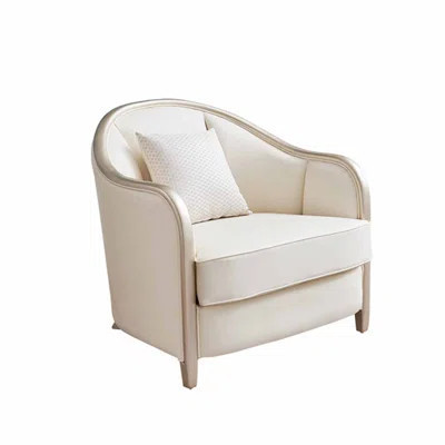 Light Luxury Modern Simple European Style Chair 33.4'' Wide Genuine Leather Armchair | Wayfair North America