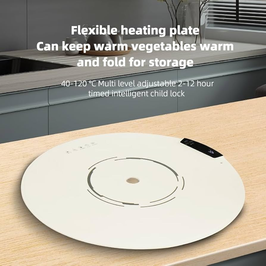 Portable Electric Round Warming Tray, Foldable & Roll up Silicone Heating Mat Pad for Food, Flexi... | Amazon (US)