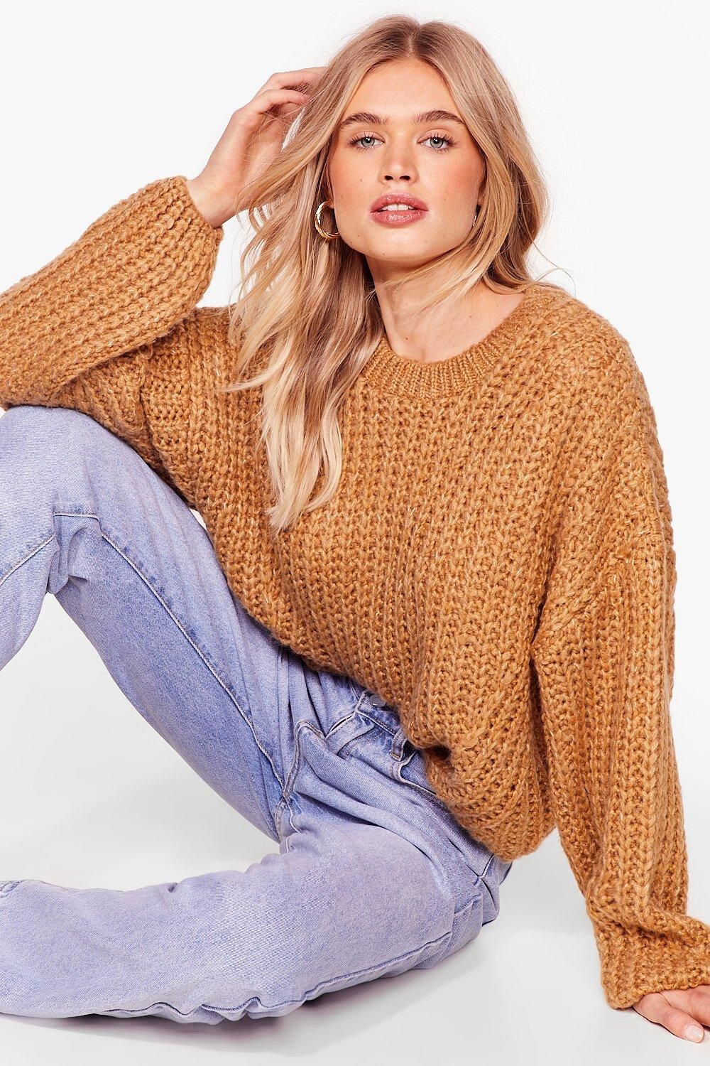 Womens Knit Back and Wait Balloon Sleeve Sweater - Camel | NastyGal (US & CA)