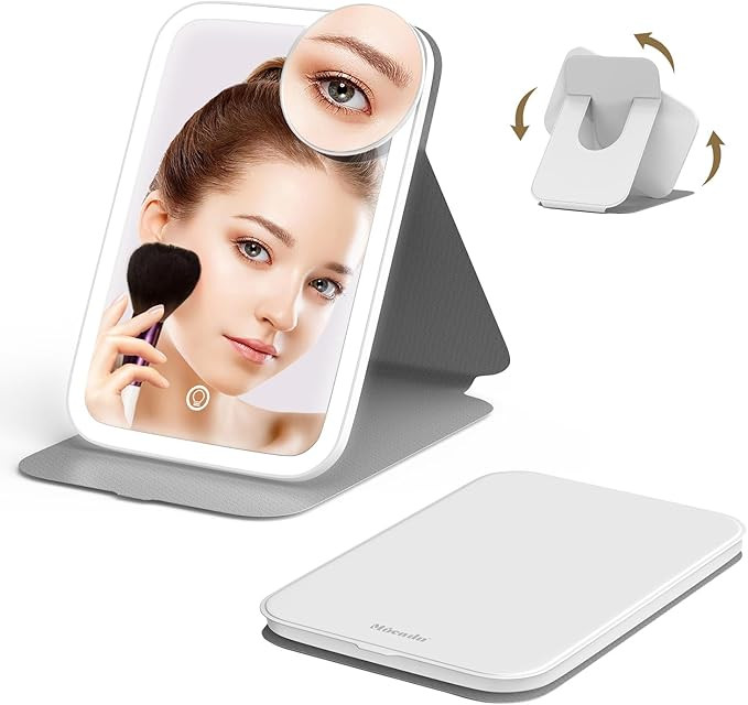 Mocado Travel Makeup Mirro with Lights, 360° Rotation Lighted Makeup Mirror, Portable Mirror wit... | Amazon (US)