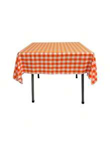 TCcheckxOrangeK Polyester Gingham Checkered Square Tablecloth White Orange X In | SHEIN