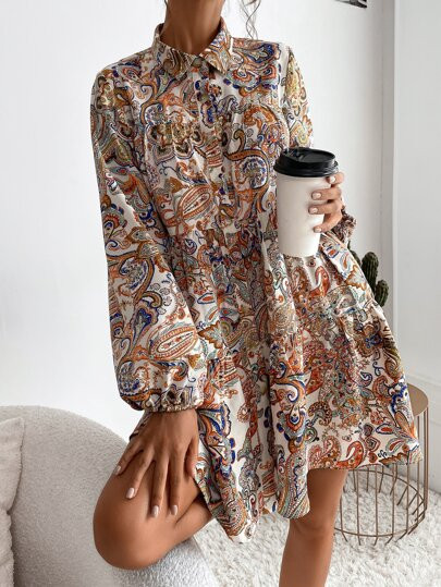 Paisley Print Babydoll Dress | SHEIN