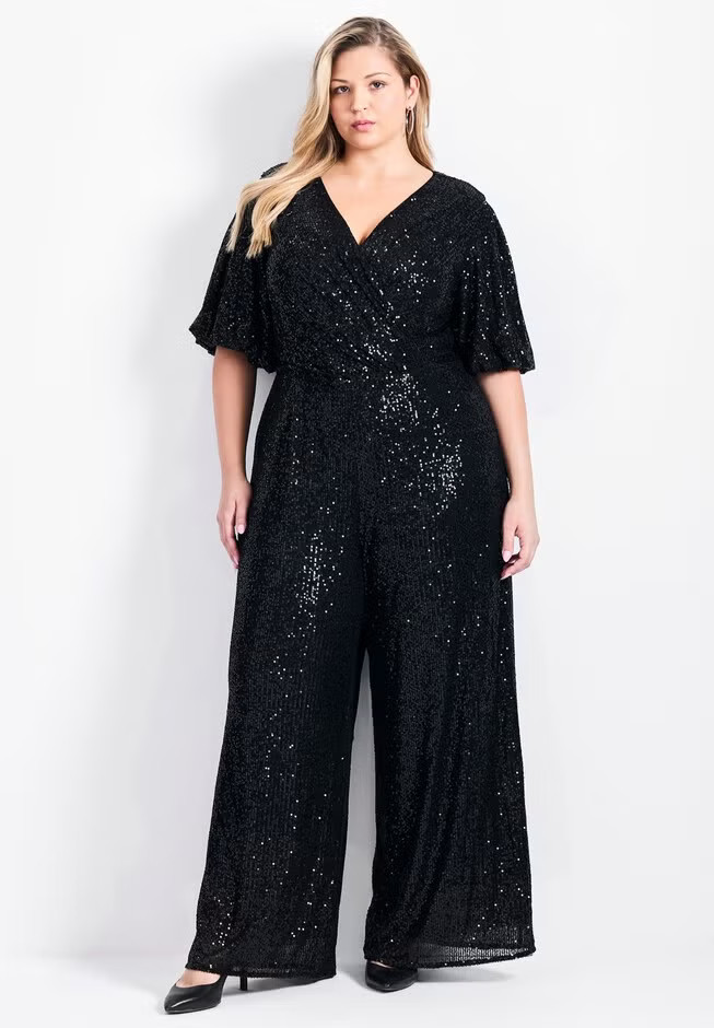 Nada Sequin Puff Sleeve Jumpsuit | Avenue