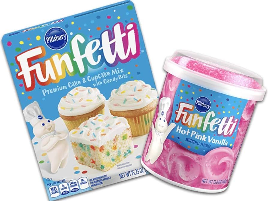 Pillsbury Funfetti Premium Cake & Cupcake Mix with Frosting Bundle (Hot Pink Vanilla) | Amazon (US)