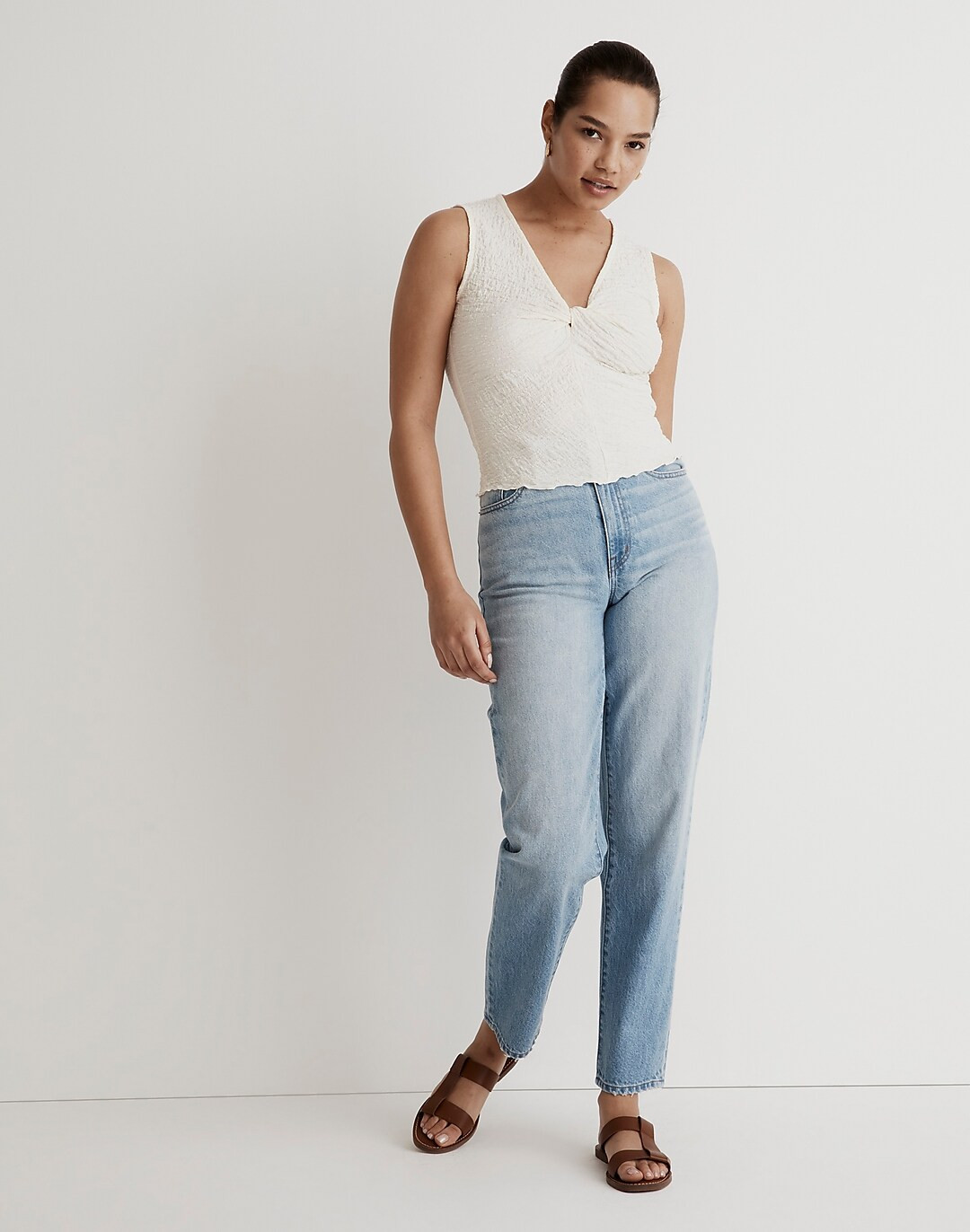 Popcorn-Knit Twist-Front Sleeveless Top | Madewell