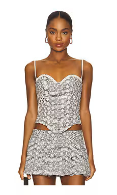 GUIZIO Genevieve Gingham Bustier in Black & White from Revolve.com | Revolve Clothing (Global)