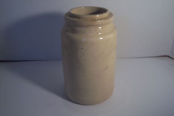 1910's White Tan Stoneware Jar 7 1/4 inches tall by 4 1/4 inches wide | Etsy (US)