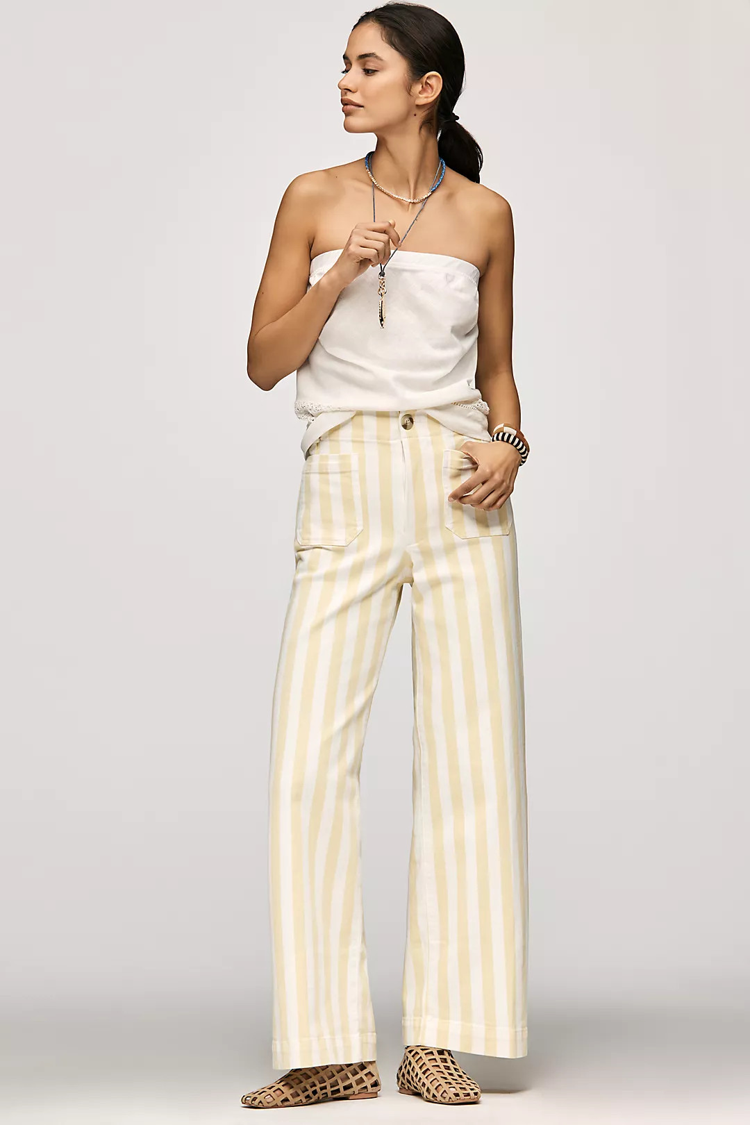 The Colette Striped Full-Length Wide-Leg Pants by Maeve | Anthropologie (US)
