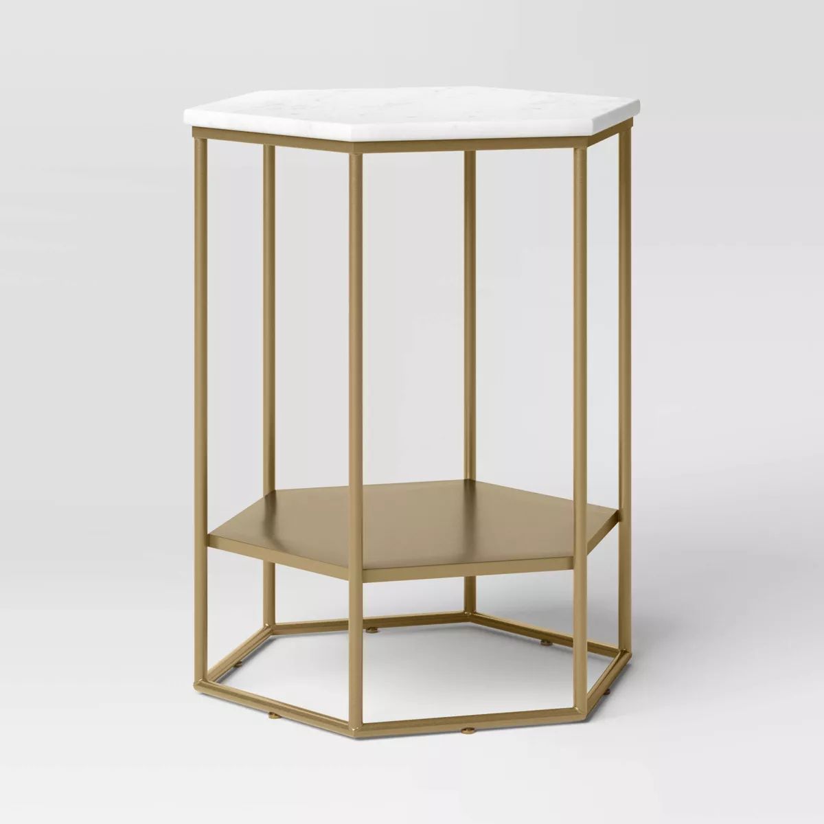 Geometric Luxe Hex Accent Table Brushed Brass Finish - Threshold™ | Target