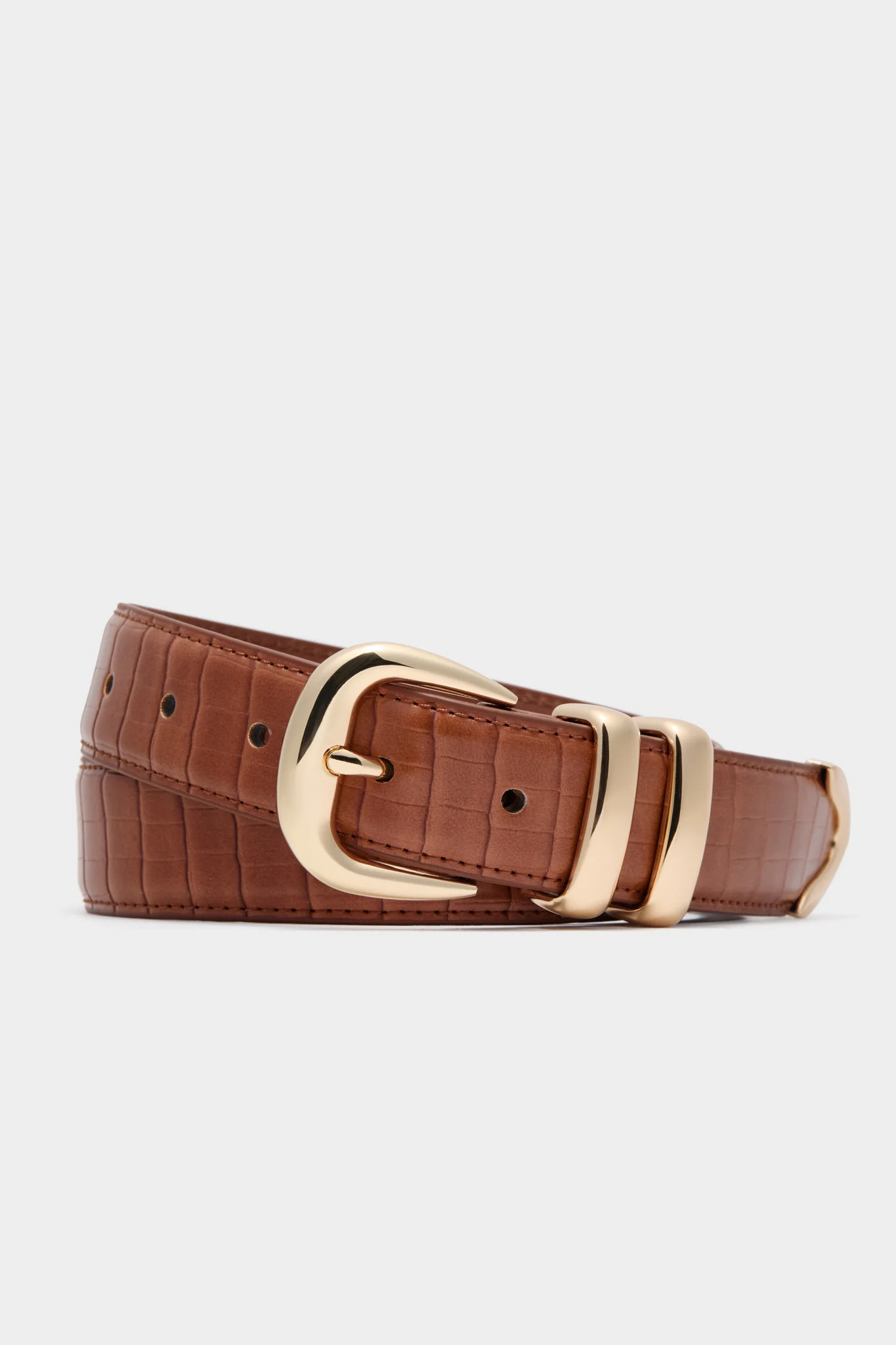 Brown Croc-Embossed Western Belt | Tuckernuck (US)