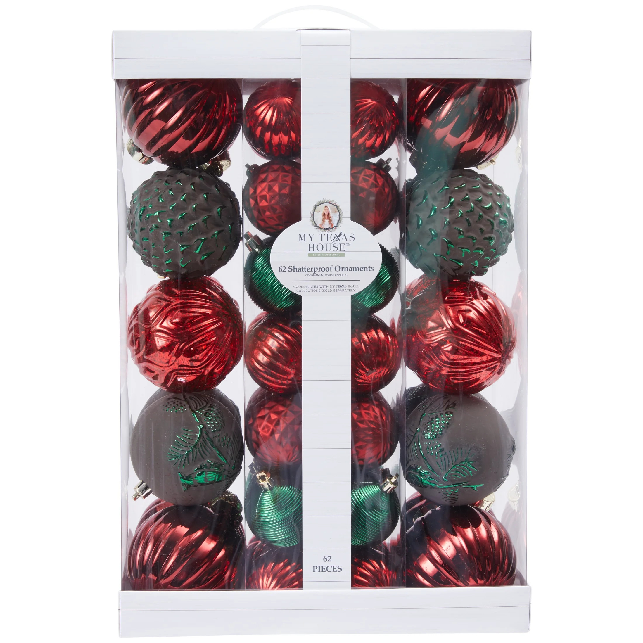 My Texas House, Red and Burgundy Shatterproof Ornaments, 62 Count | Walmart (US)