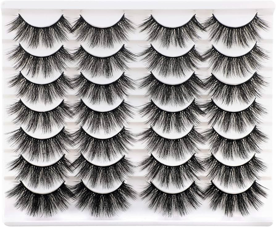 Newcally Lashes False Eyelashes Dramatic 20MM Faux Mink Lashes Pack 14 Pairs Wispy Long Thick Flu... | Amazon (US)