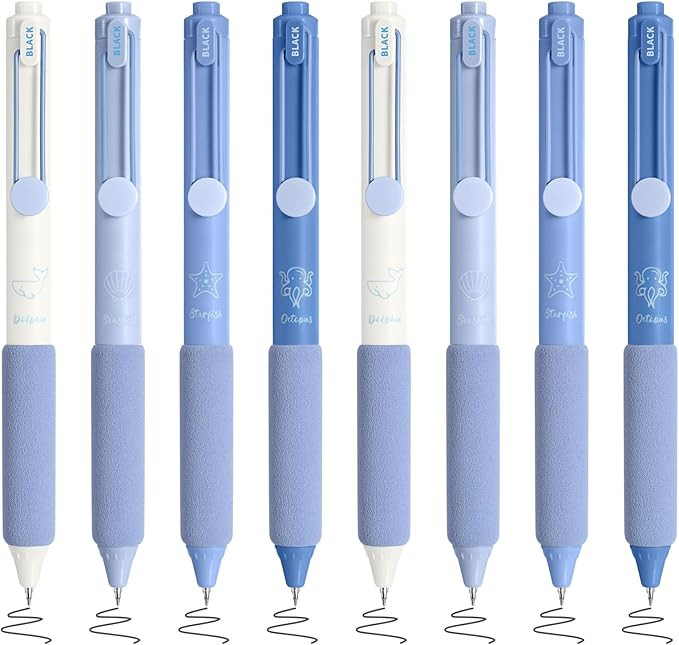 BAYTORY 8Pcs Aesthetic Retractable Gel Pens, Black Ink 0.5mm Fine Point Pen for Journaling & Plan... | Amazon (US)