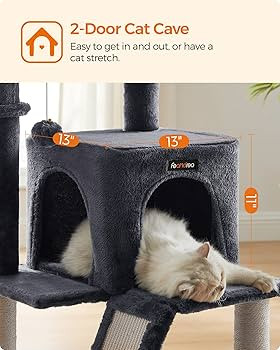 Feandrea Cat Tree, Small Cat Tower with Widened Perch for Large Cats Indoor, Kittens, 37.8-Inch M... | Amazon (US)