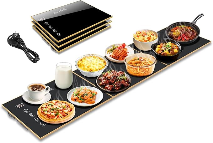Electric Warming Tray, Extra-Long 47.24'' x 11.81'' Glass Surface, 3-in-1 Warming Mat for Food, w... | Amazon (US)