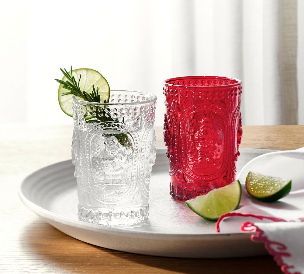 Santa Embossed Cocktail Glasses | Pottery Barn (US)