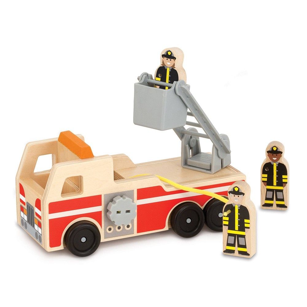 Melissa & Doug Wooden Fire Truck With 3 Firefighter Play Figures | Target