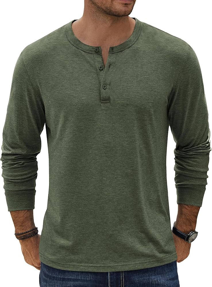 COOFANDY Men's Henley T-Shirt Long Sleeve Casual Lightweight Pullover Shirts Soft Stretch Basic T... | Amazon (US)