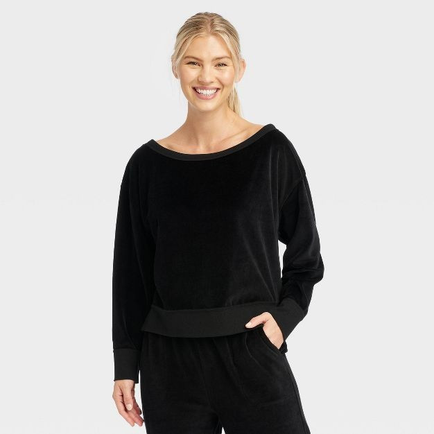 Women's Velour Sweatshirt - JoyLab™ Black S | Target