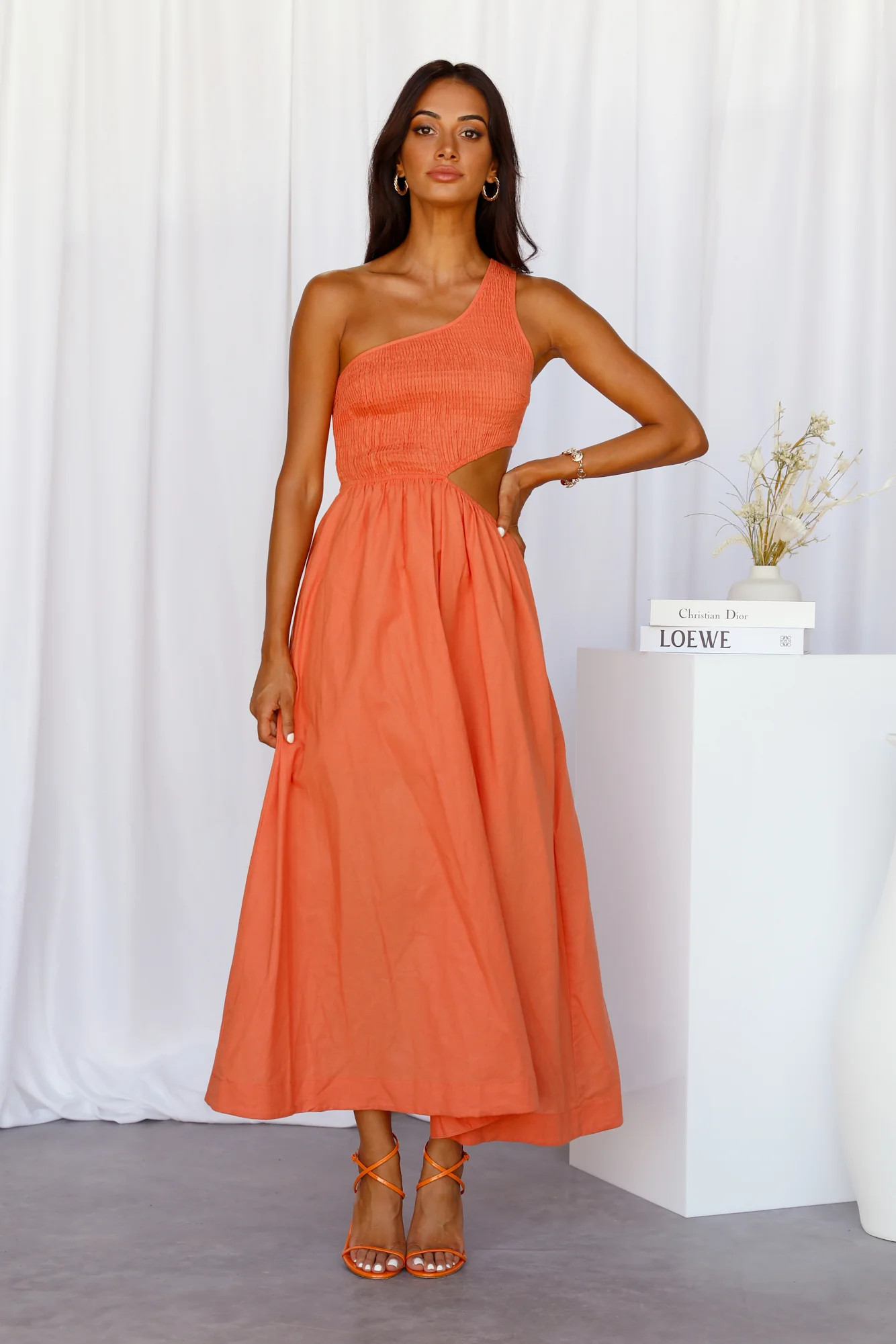 Talk All Night Midi Dress Orange | Hello Molly (AU)