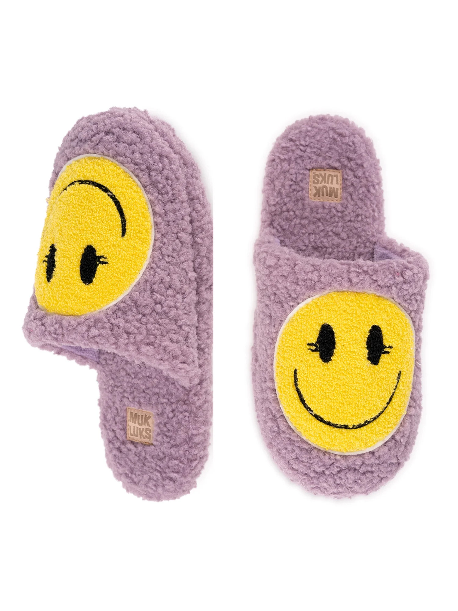 Muk Luks Women's Happy Face Faux Shearling Slide Slipper - Walmart.com | Walmart (US)