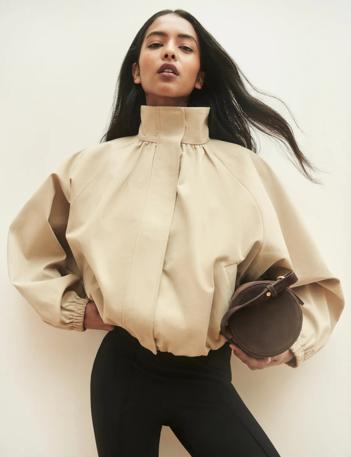 Stone Funnel Neck Balloon Sleeve Murphy Jacket | Nobody's Child