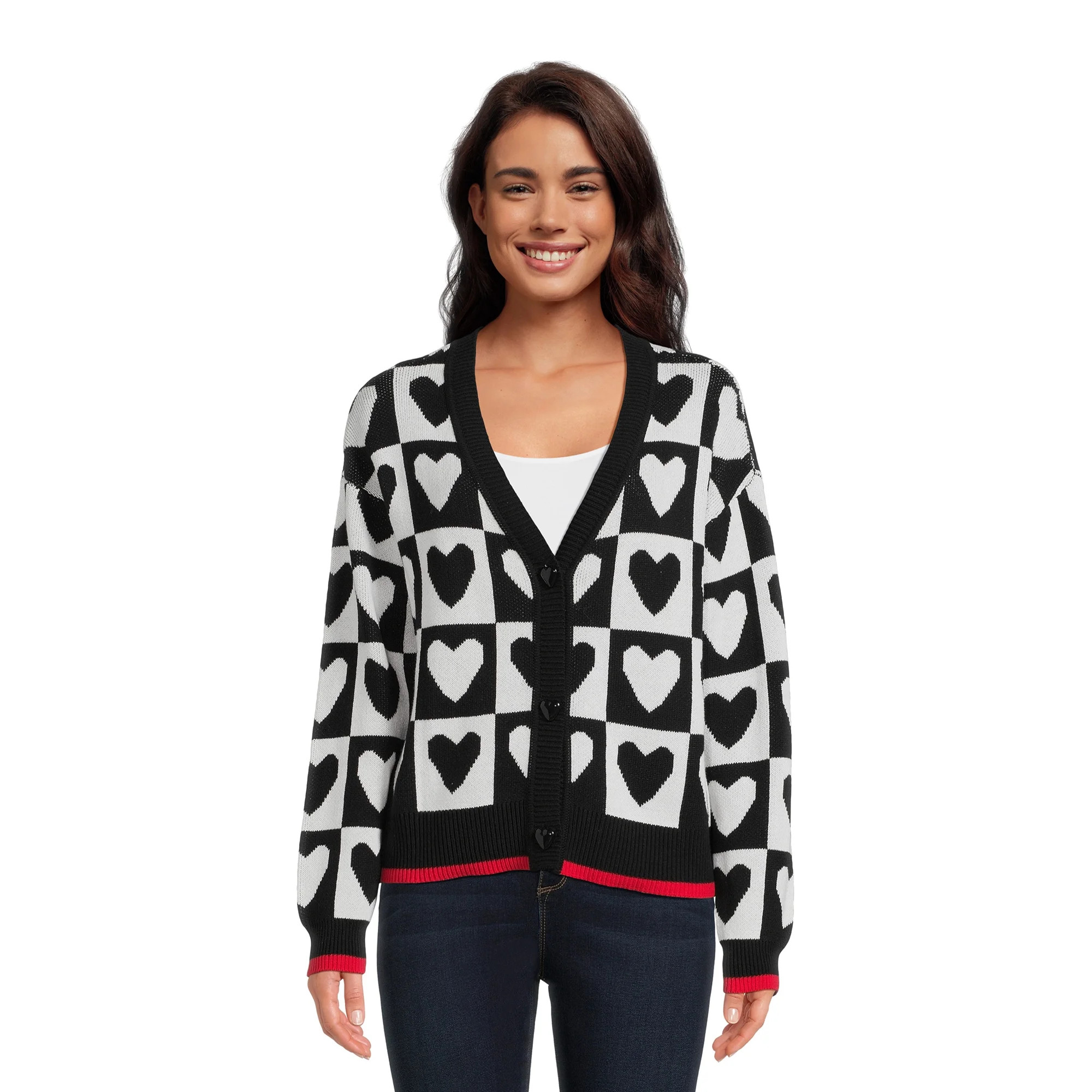 99 Jane Street Women's Long Sleeve V-Neck Button Front Cardigan | Walmart (US)