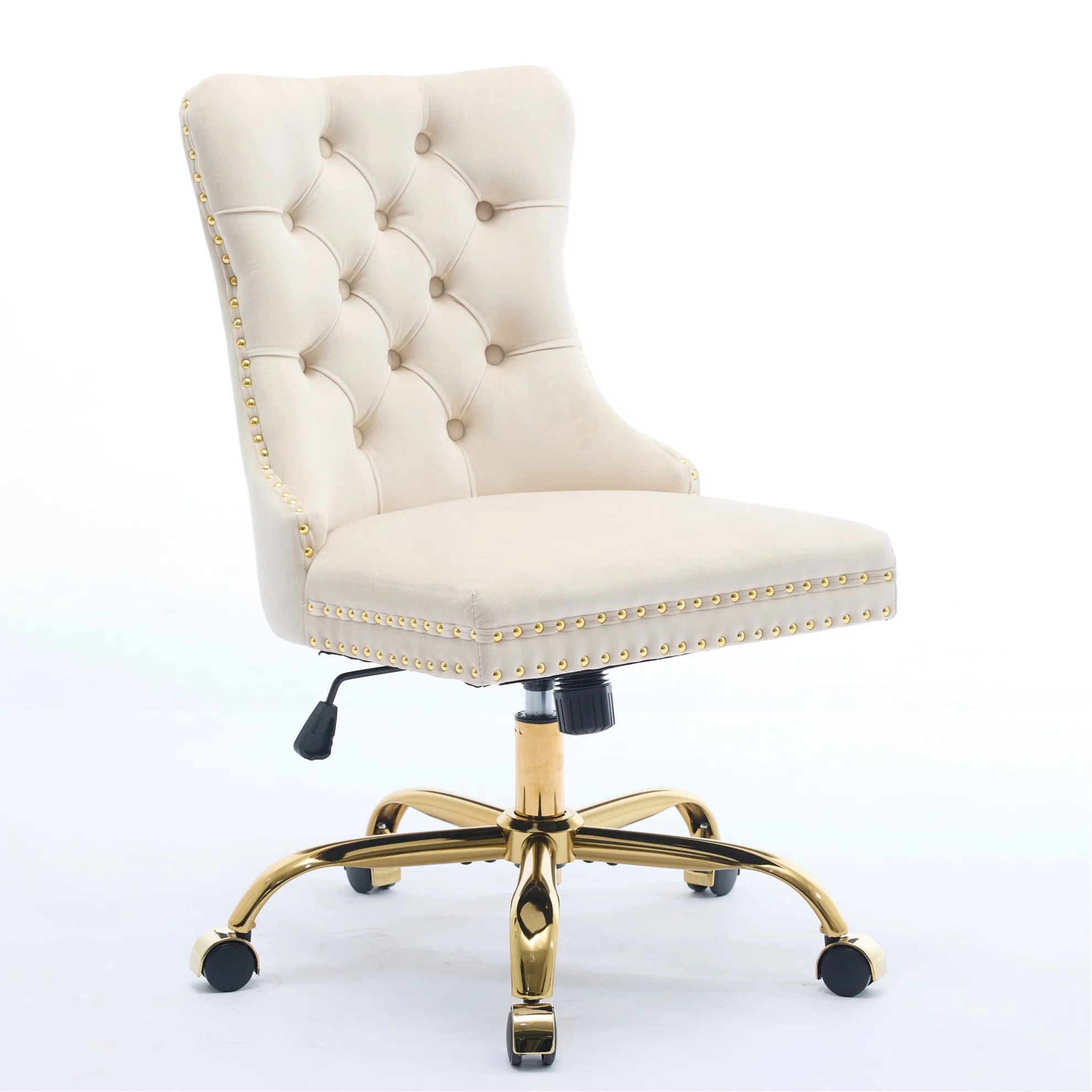 Furniture Office Chair, modern Upholstered Tufted Button Home Office Chair With Golden Metal Base, adjustable Desk Chair Swivel Office Chair | Wayfair North America