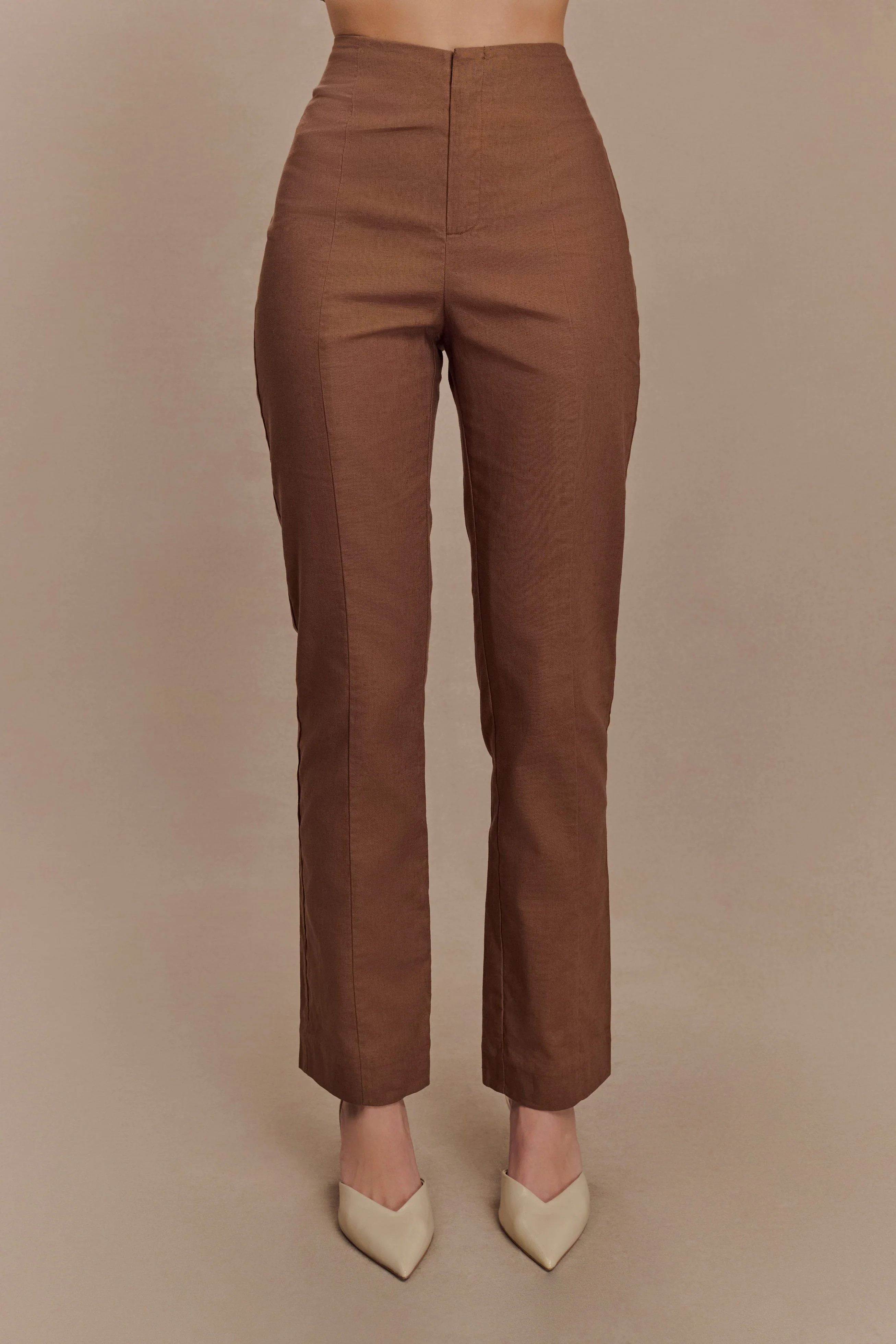 Linen Straight Leg Pant - Cacao Brown | MESHKI US