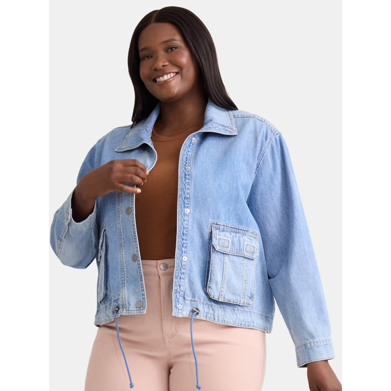 Terra & Sky Women's Plus Size Denim Utility Jacket, Sizes 0X-5X | Walmart (US)