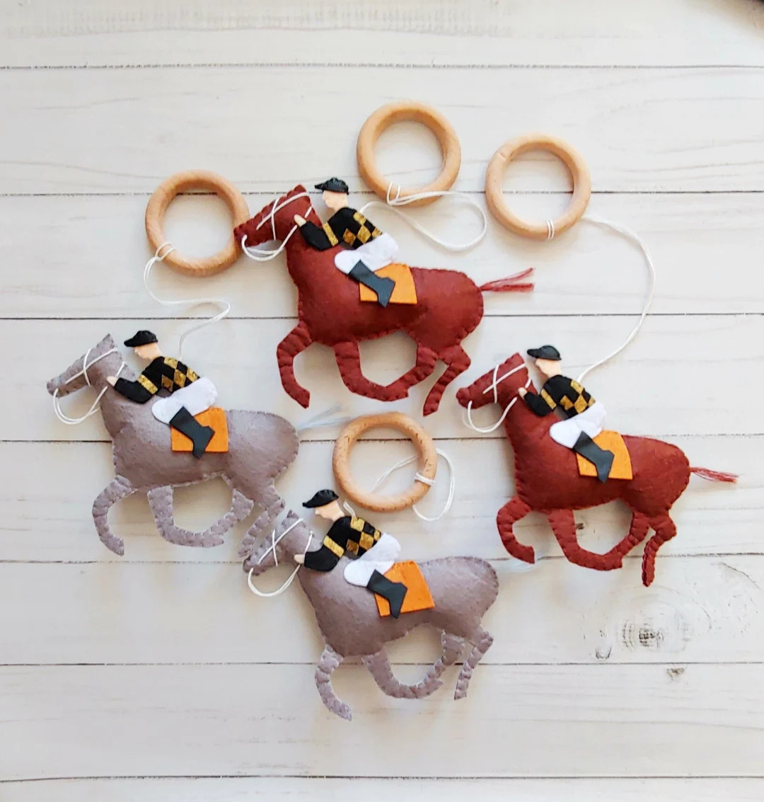 Horse and Rider Wooden Baby Gym Toy Baby Shower Gift Nursery Decor Felt - Etsy | Etsy (US)