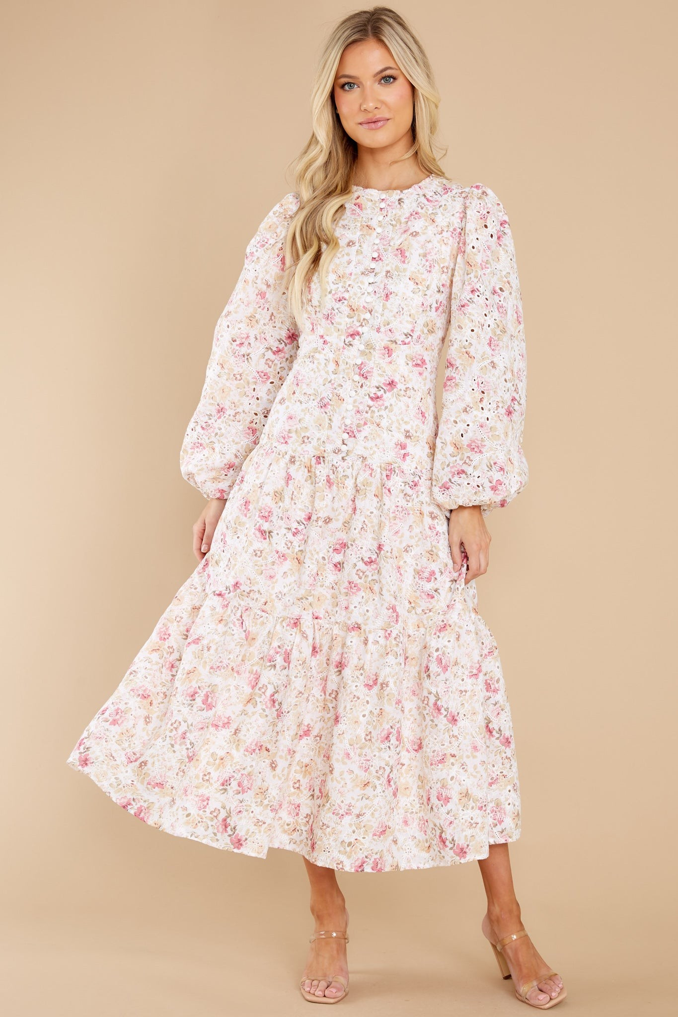 Story Of Love Pink Floral Eyelet Dress | Red Dress 