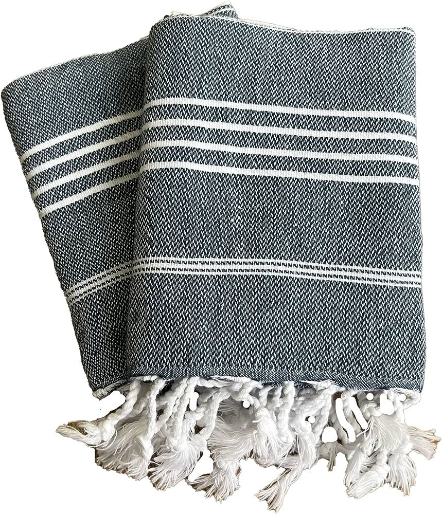 MyAprils Turkish Hand Towel Set of 2, Quick Dry Kitchen Towels with Hanging Loop, Bathroom Decor ... | Amazon (US)