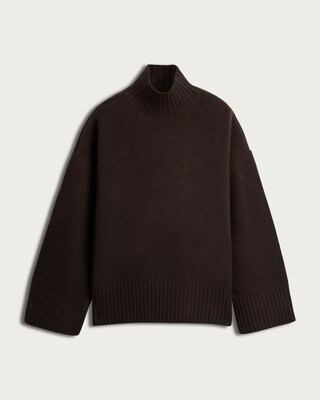 F&F Premium Ribbed High Neck Jumper With Cashmere in Brown | Tesco F&F