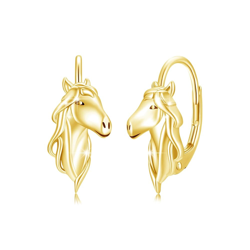Horse Earrings Women 925 Sterling Silver Horse Lever Back/Ring/Stud Earrings Cute Animal Jewelry ... | Amazon (US)