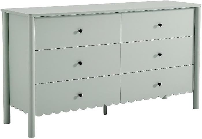 Modway Emmeline Scallop 6-Drawer Dresser in Sage | Amazon (US)