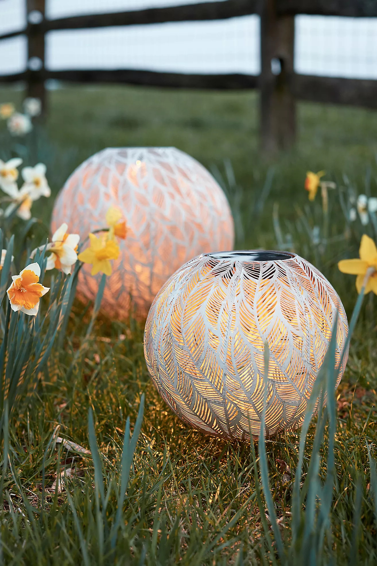 Perforated Leaves Metal Solar Lantern | Anthropologie (US)